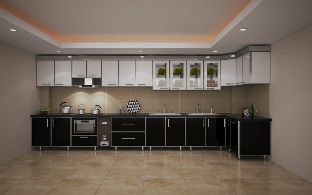 Tủ bếp inox cánh composite trắng - đen 2 màu phổ biến