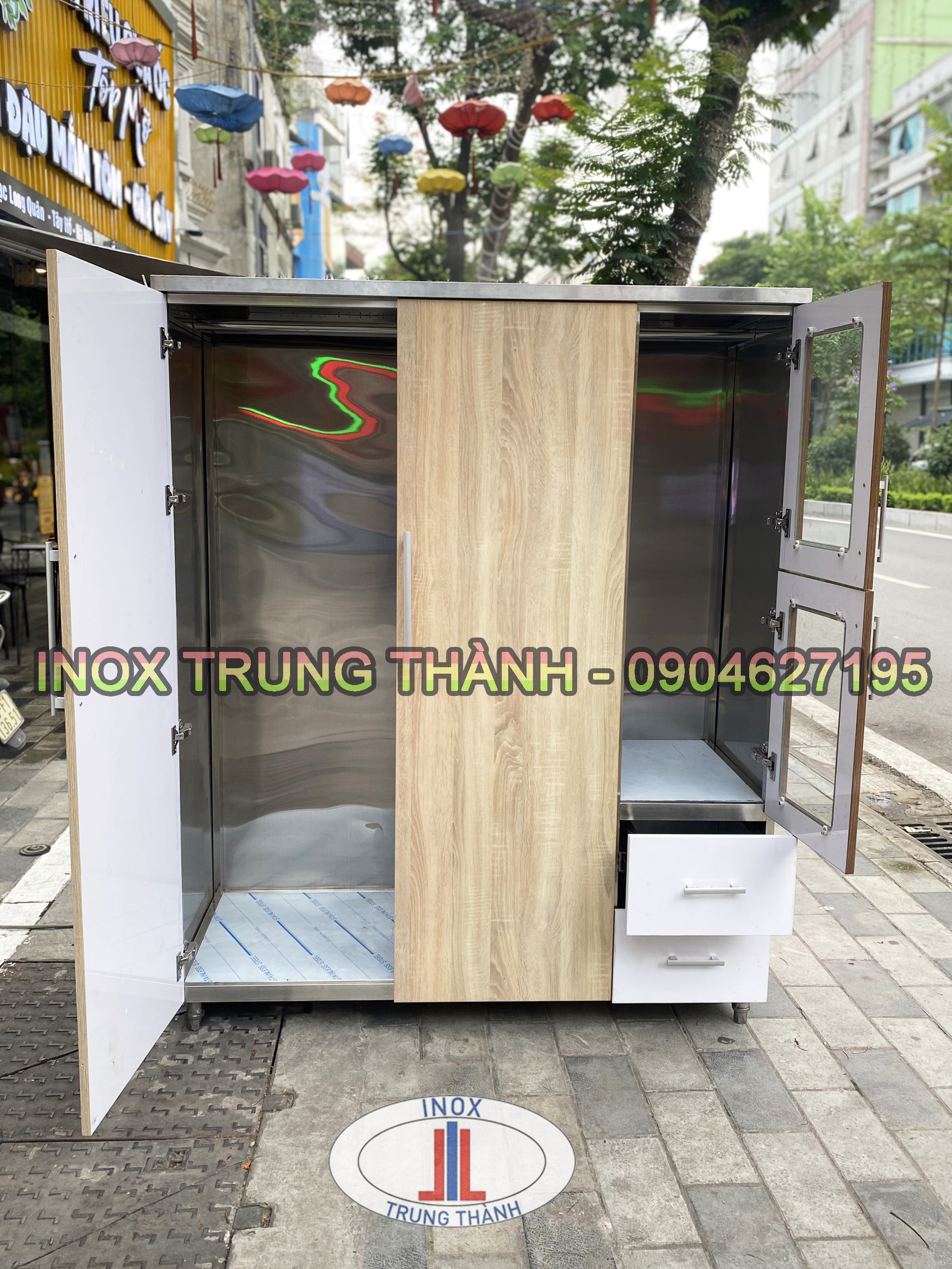 tủ quần áo inox giả gỗ